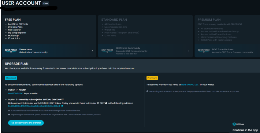 dextools user account